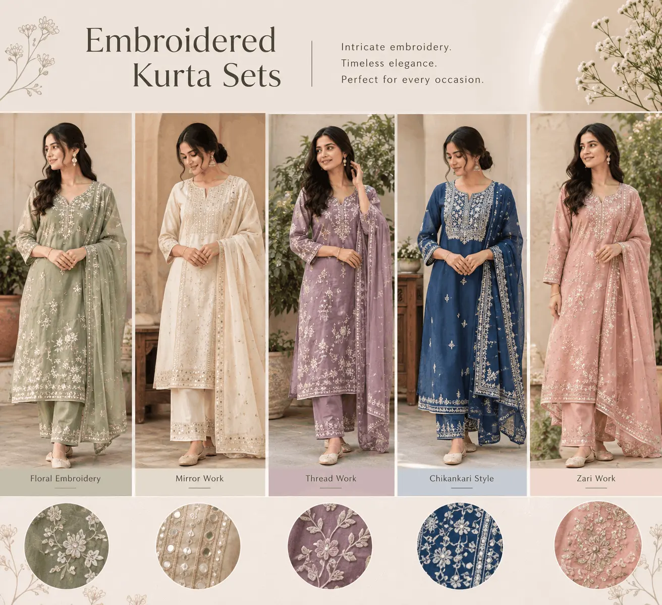 Embroidered kurta sets