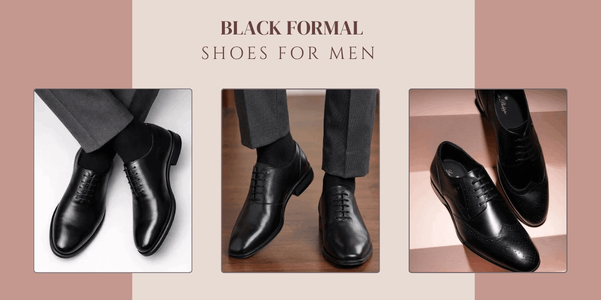 Black formal shoes for men