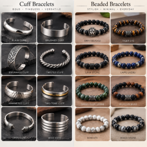 Cuff and beaded bracelets foem men