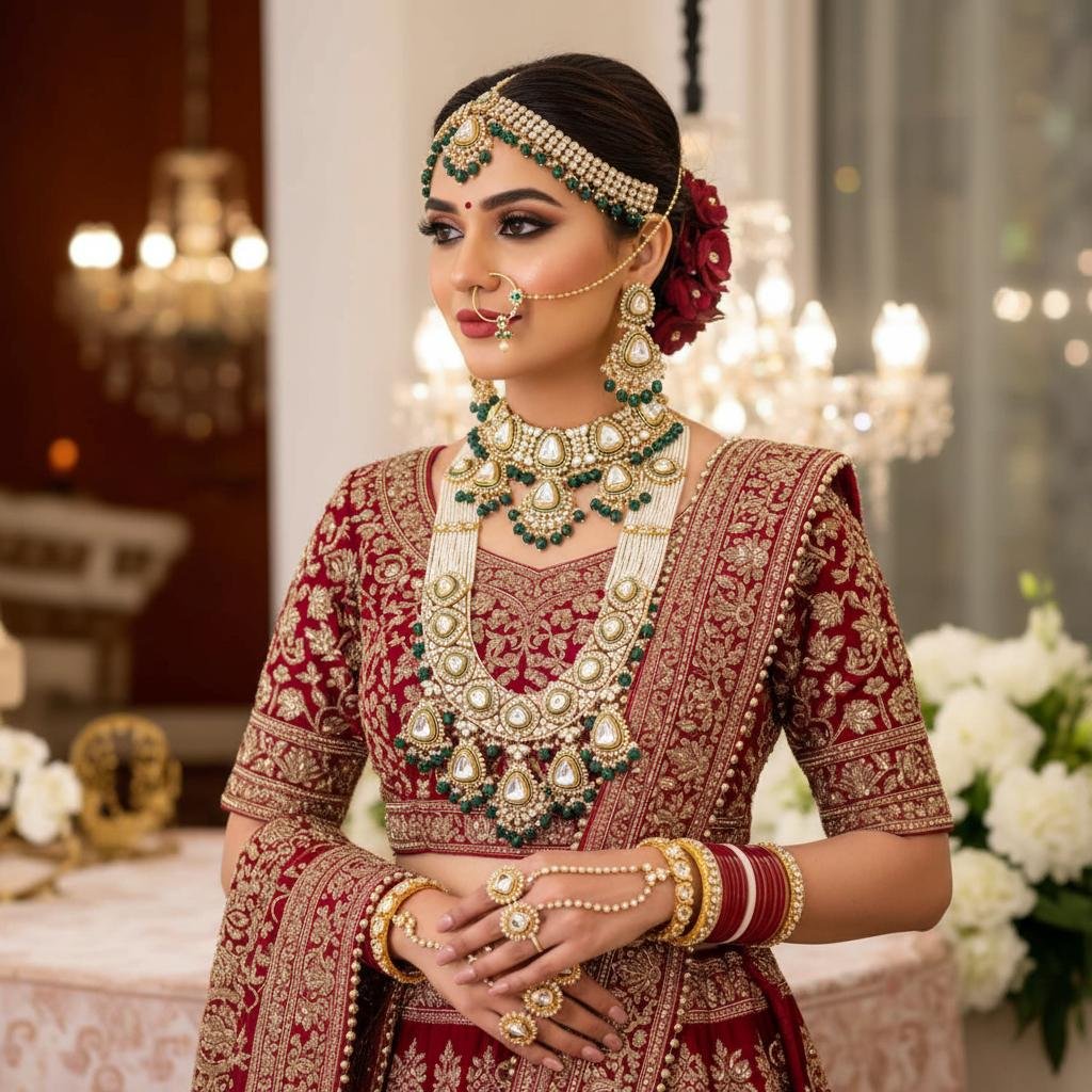 Traditional Kundan Indian jewellery.
