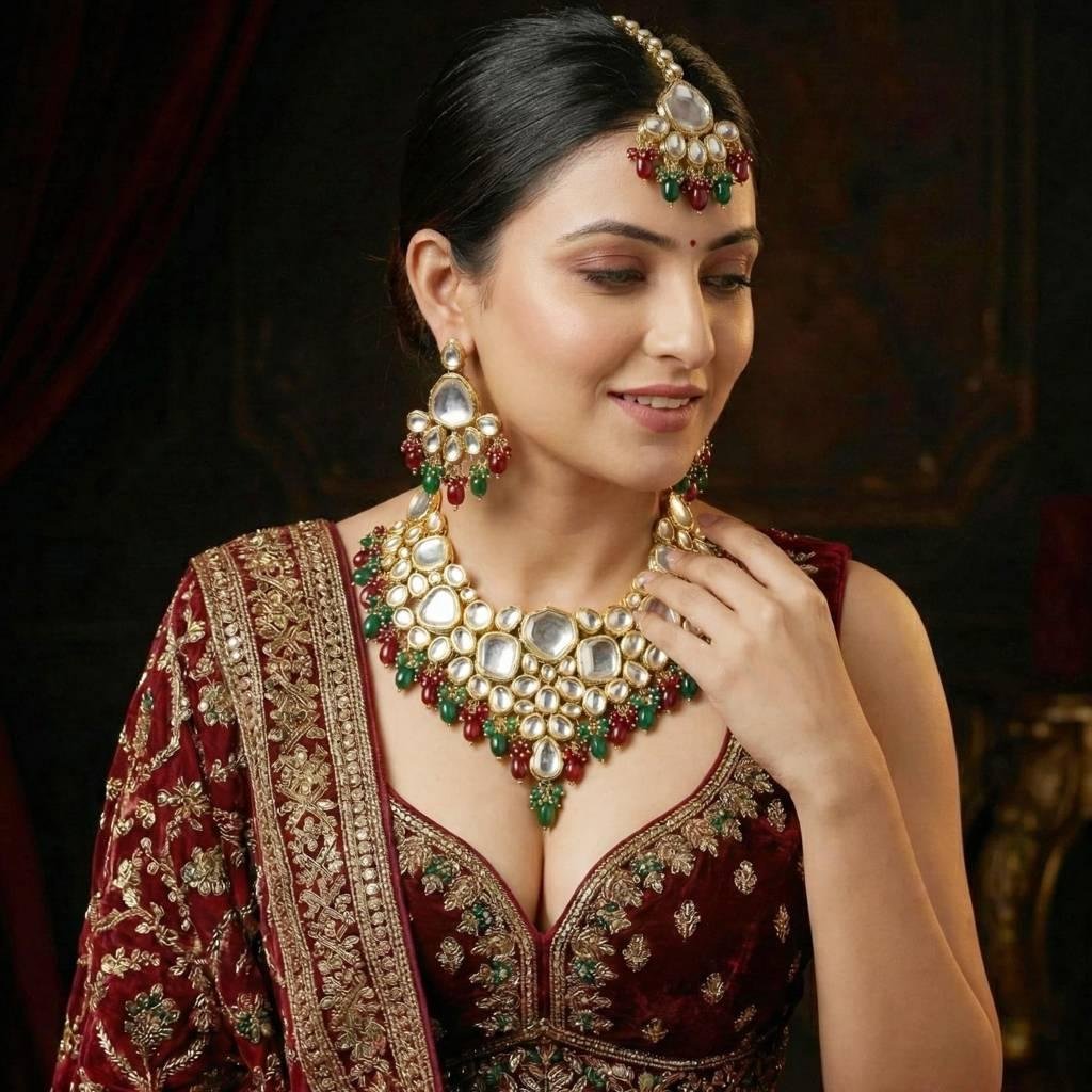 Traditional Kundan Indian jewellery.