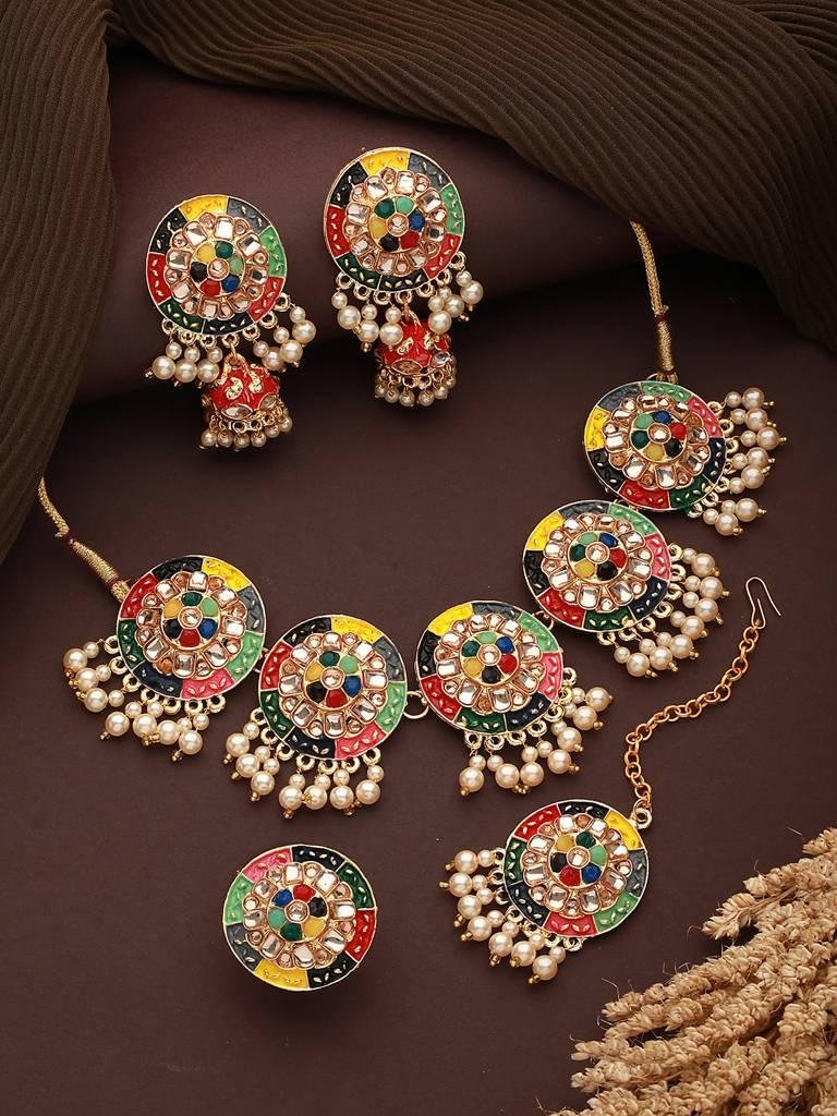 Colourful Meenakari Indian jewellery