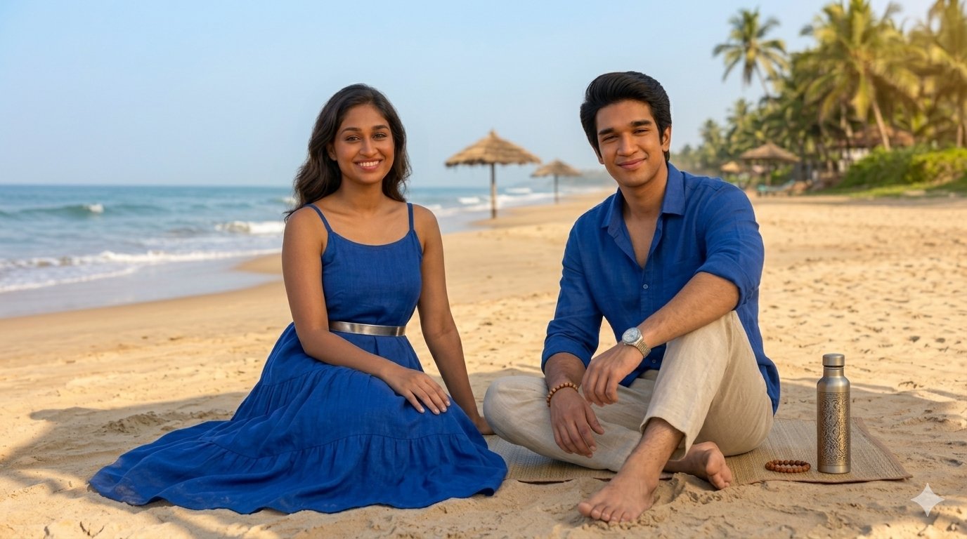 Blue outfits for dusky skin tone