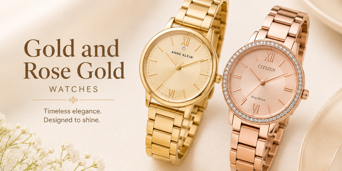 gold and rose gold watches