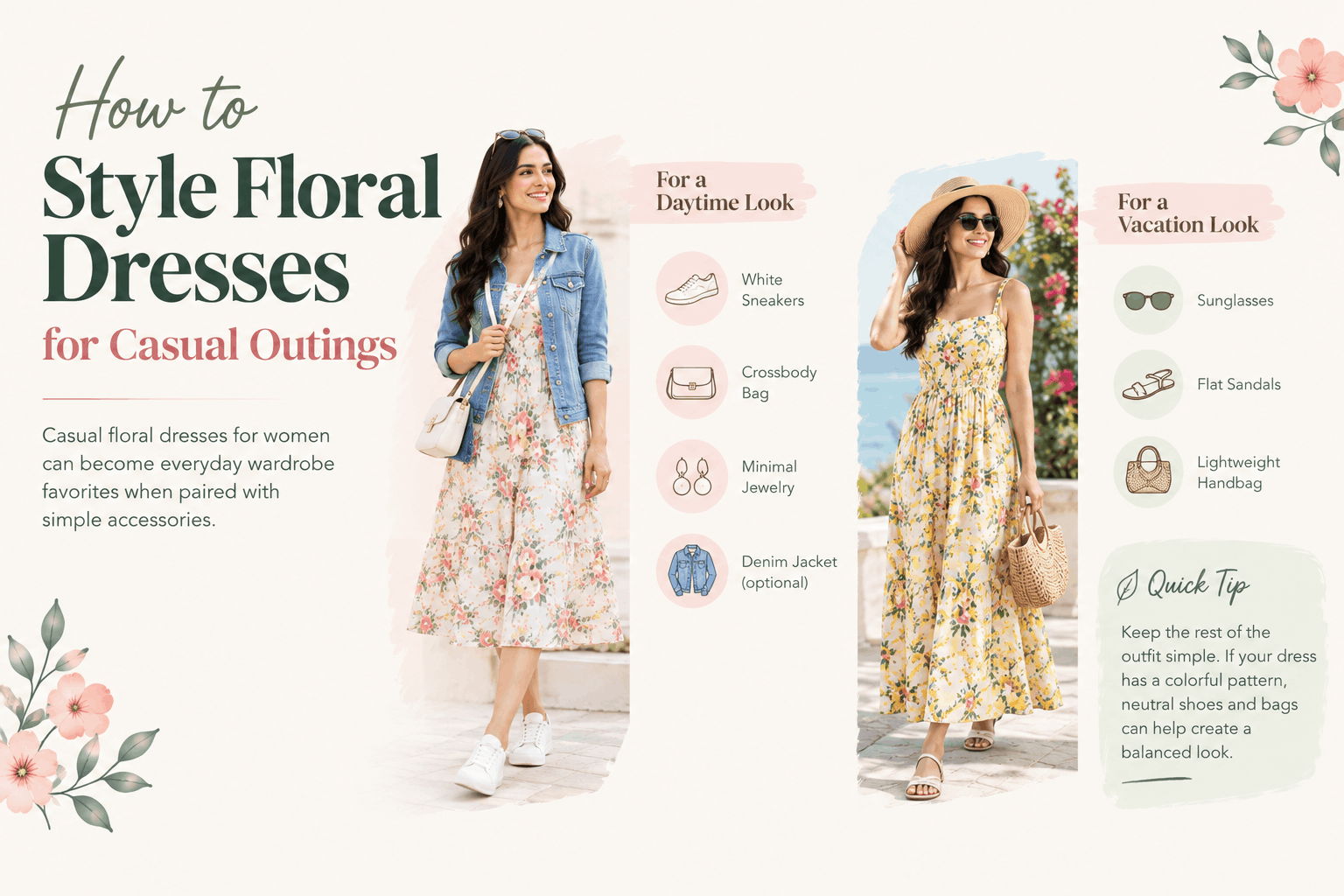how to style floral dresses for casual outings