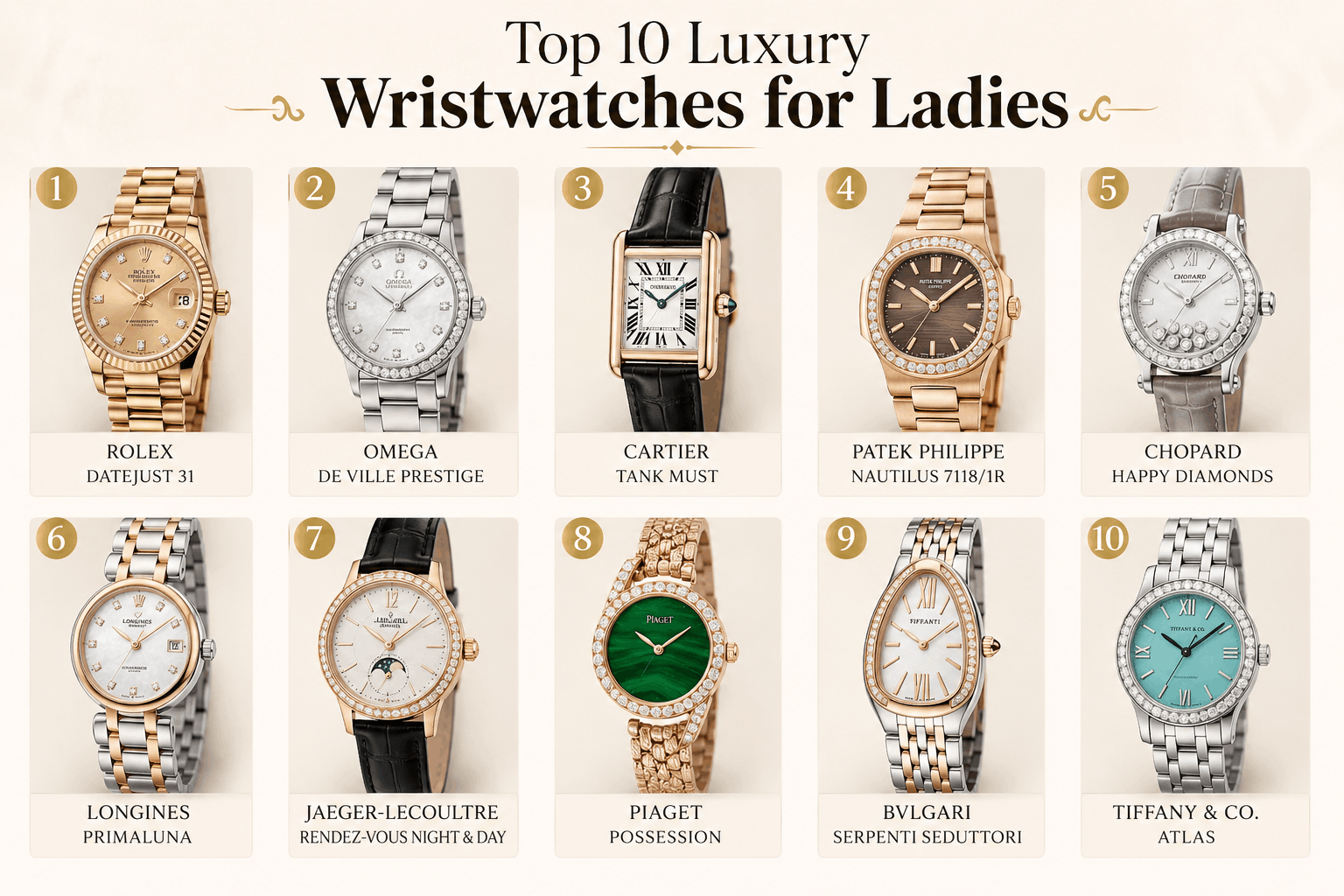 top 10 luxury wristwatches for ladies